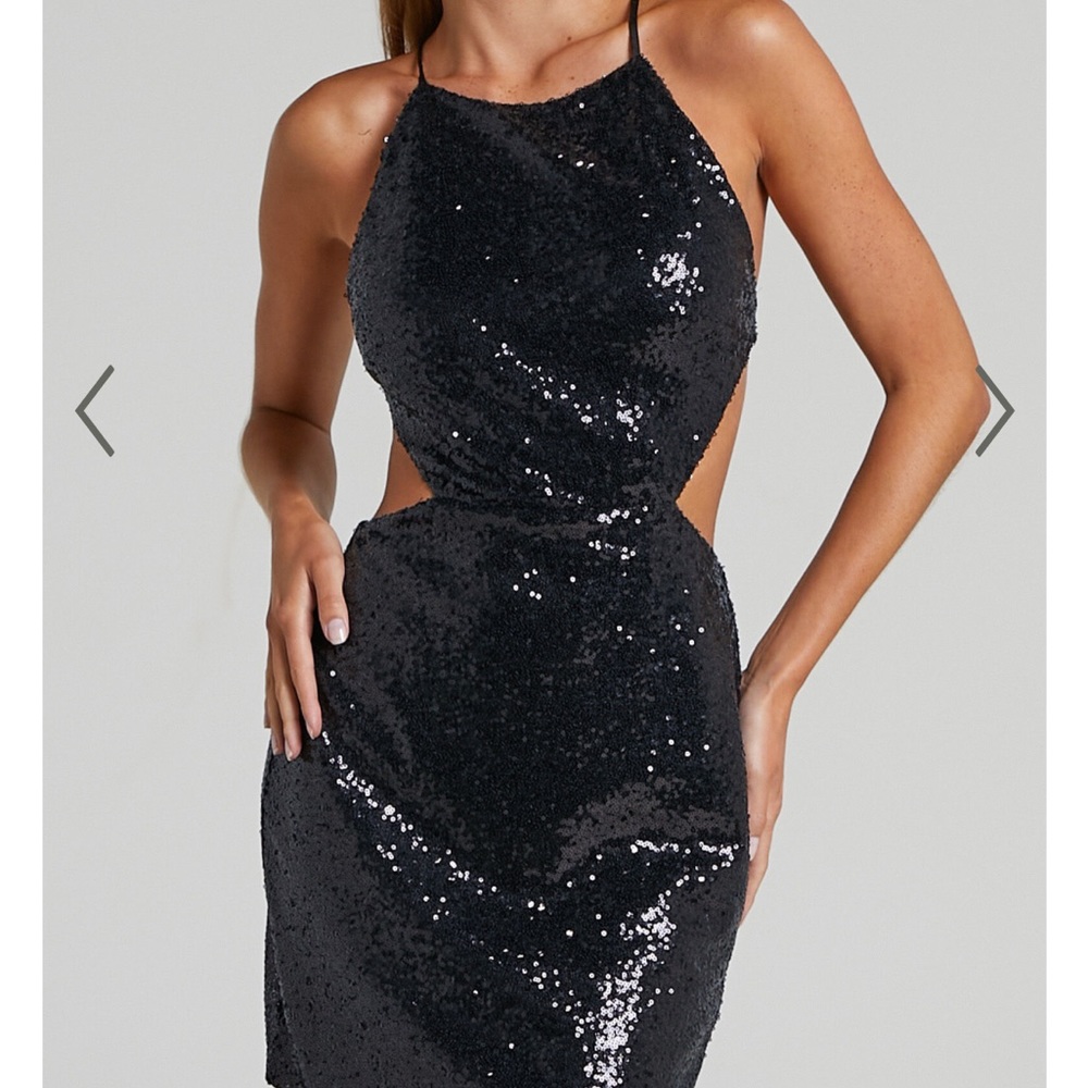 Sequin Halter Strap Mini Dress